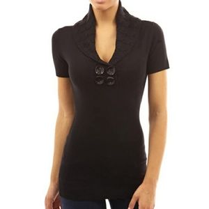 Pattyboutik V-Neck Short Sleeve Knit Jumper Tunic